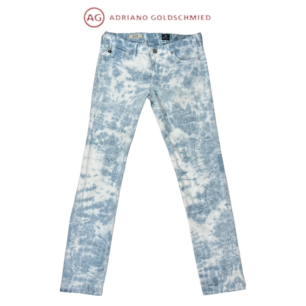AG Adriano Goldschmied Size 28R Stilt Cigarette Jeans Light Blue Tie Dye Denim‎